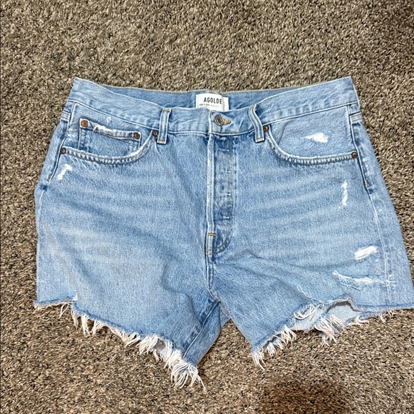 Agolde Pants - Agolde Women's Frayed Hem Jean Shorts - Light Blue